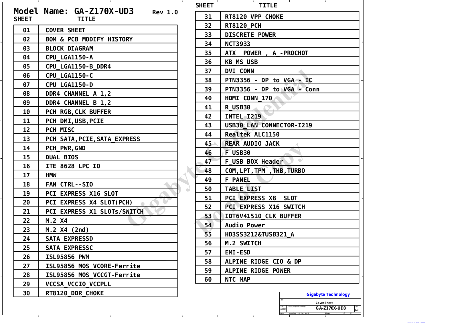 Gigabyte GA-Z170X-UD3 REV 1.0 service schematics