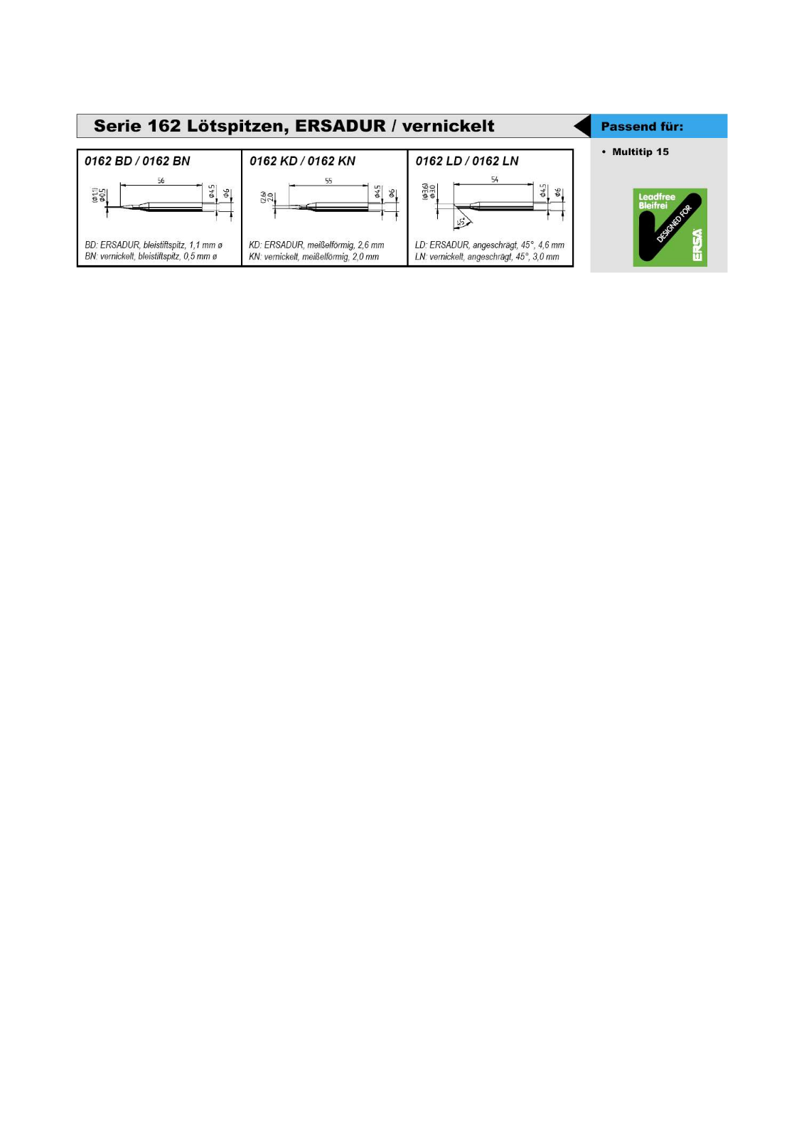 ERSA 162 BD Datasheet - ManualMachine.com