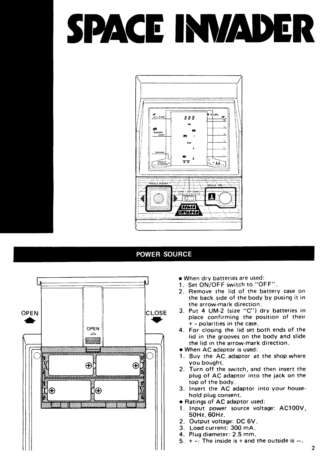 Gakken Space Invader User Guide