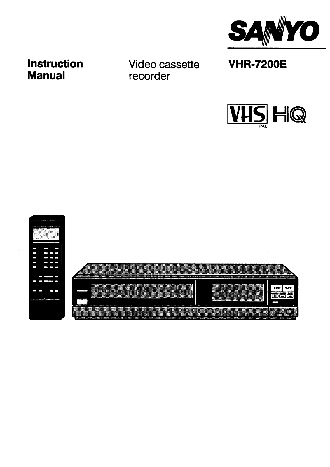 Sanyo VHR-7200E Instruction Manual