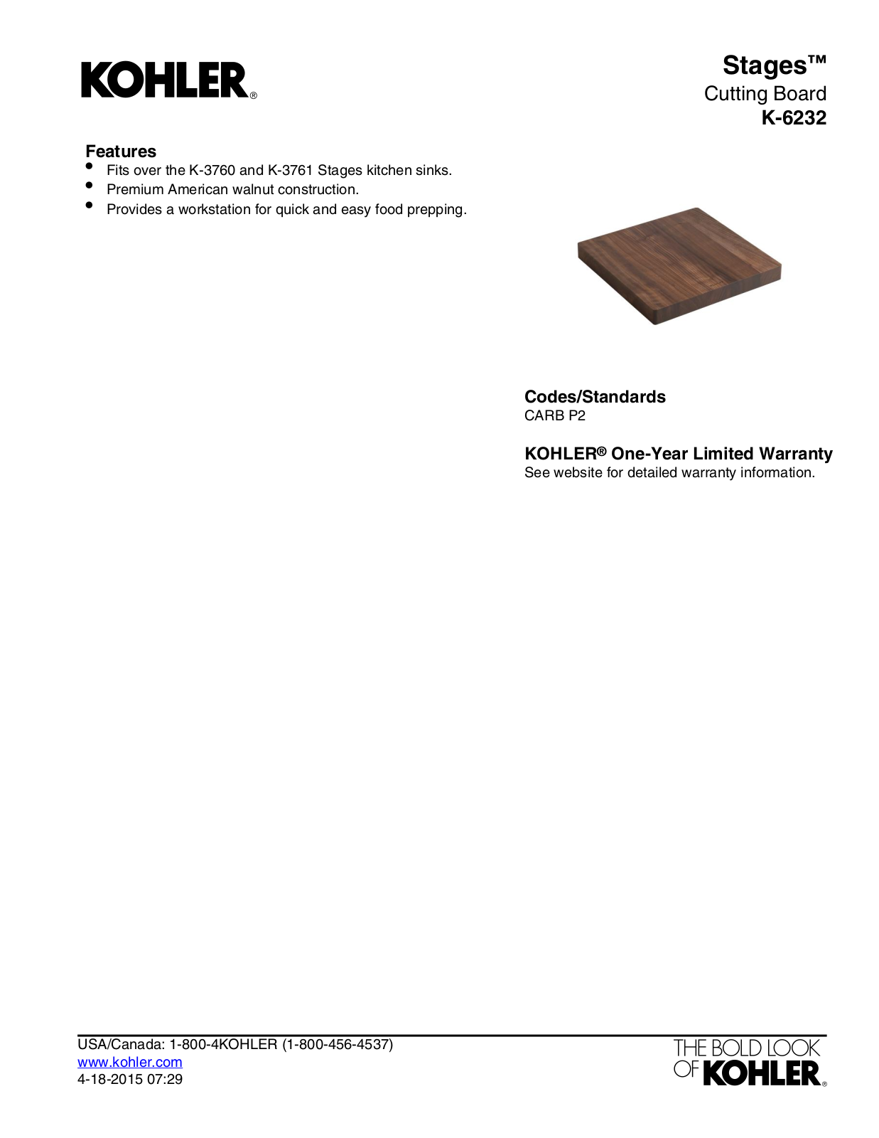 Kohler KOH15005 Specifications - ManualMachine.com