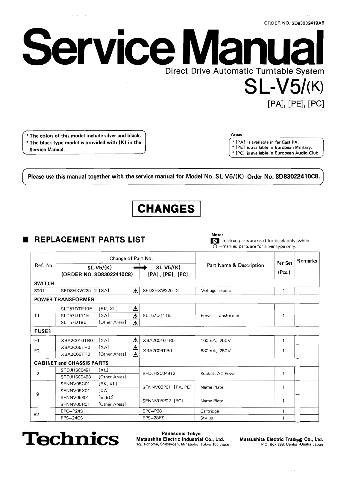 Technics SL-V-5-K Service Manual