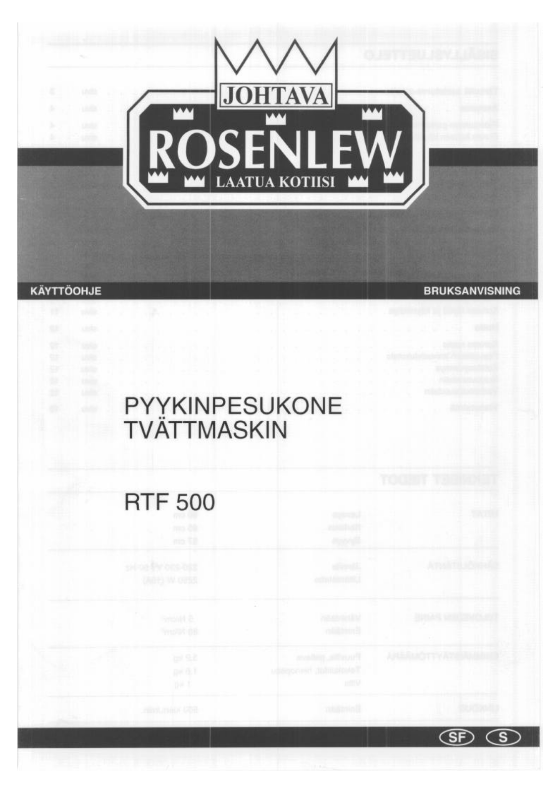 Rosenlew RTF500 User Manual