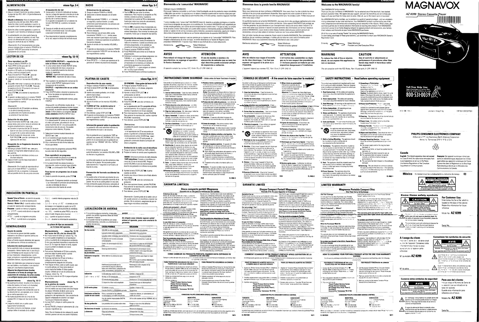 Philips AZ828917, AZ8289/00 User Manual