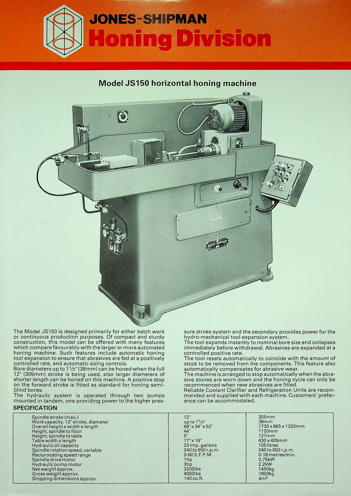 Jones & Shipman Model JS150 Horizontal Honing Machine Other - ManualMachine.com
