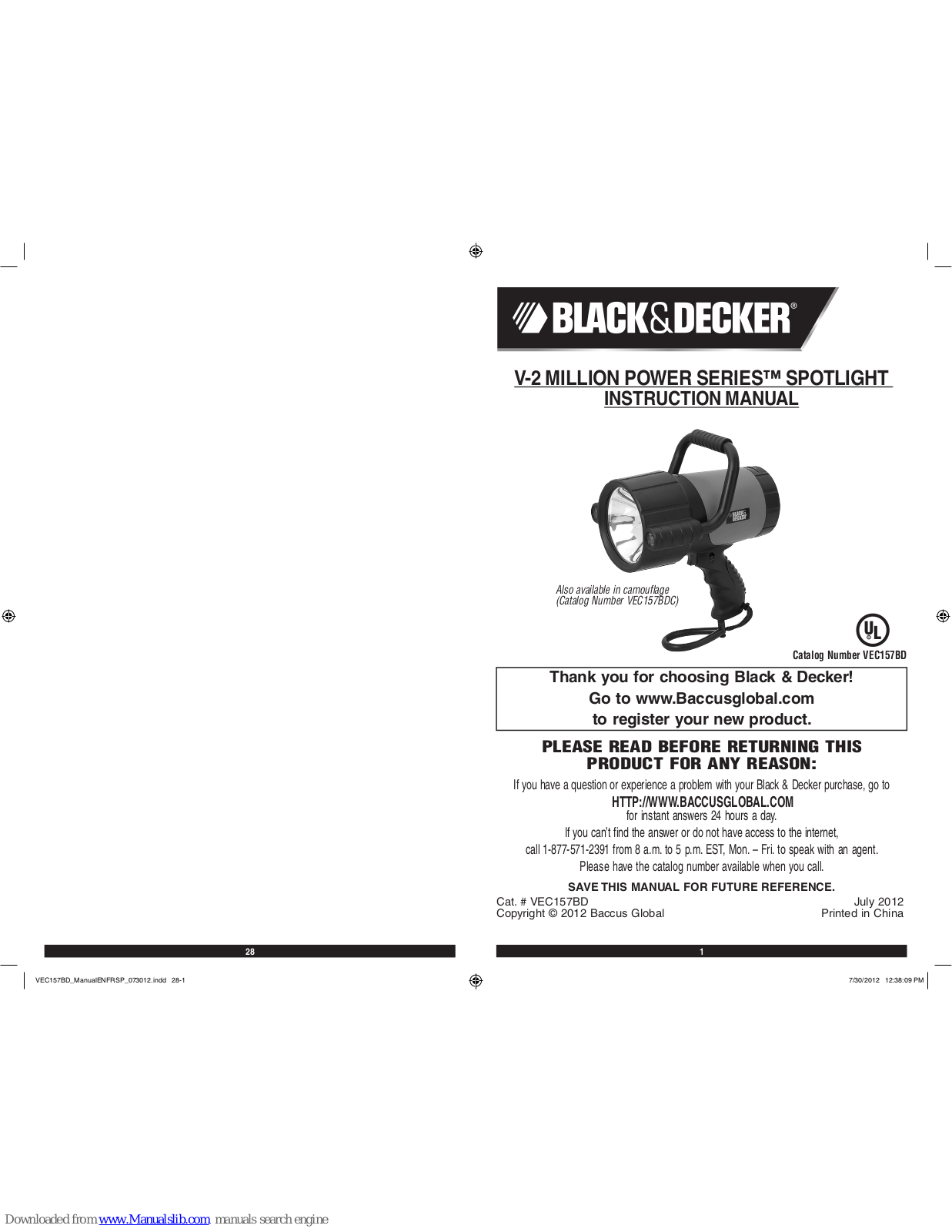 Black & Decker VEC157BDC Instruction Manual