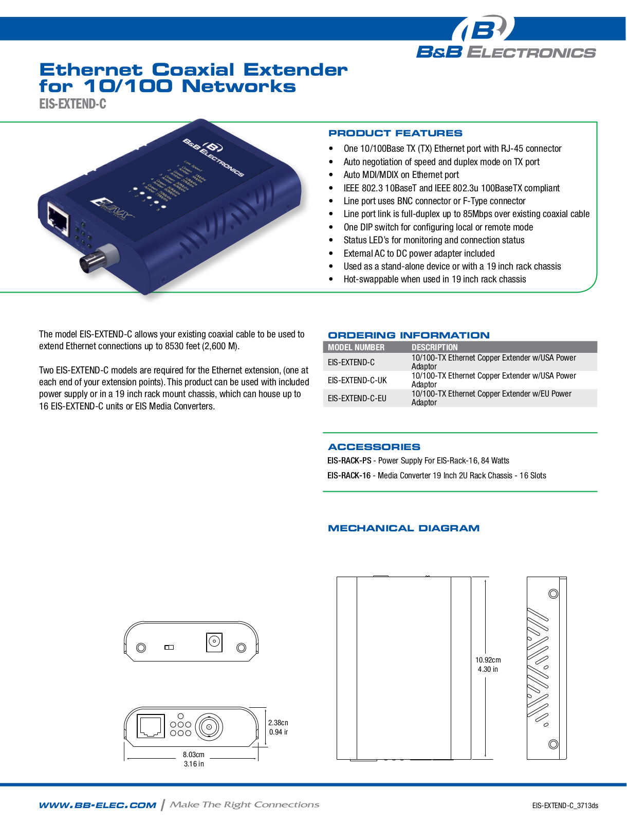 B&B Electronics EIS-EXTEND-C Datasheet