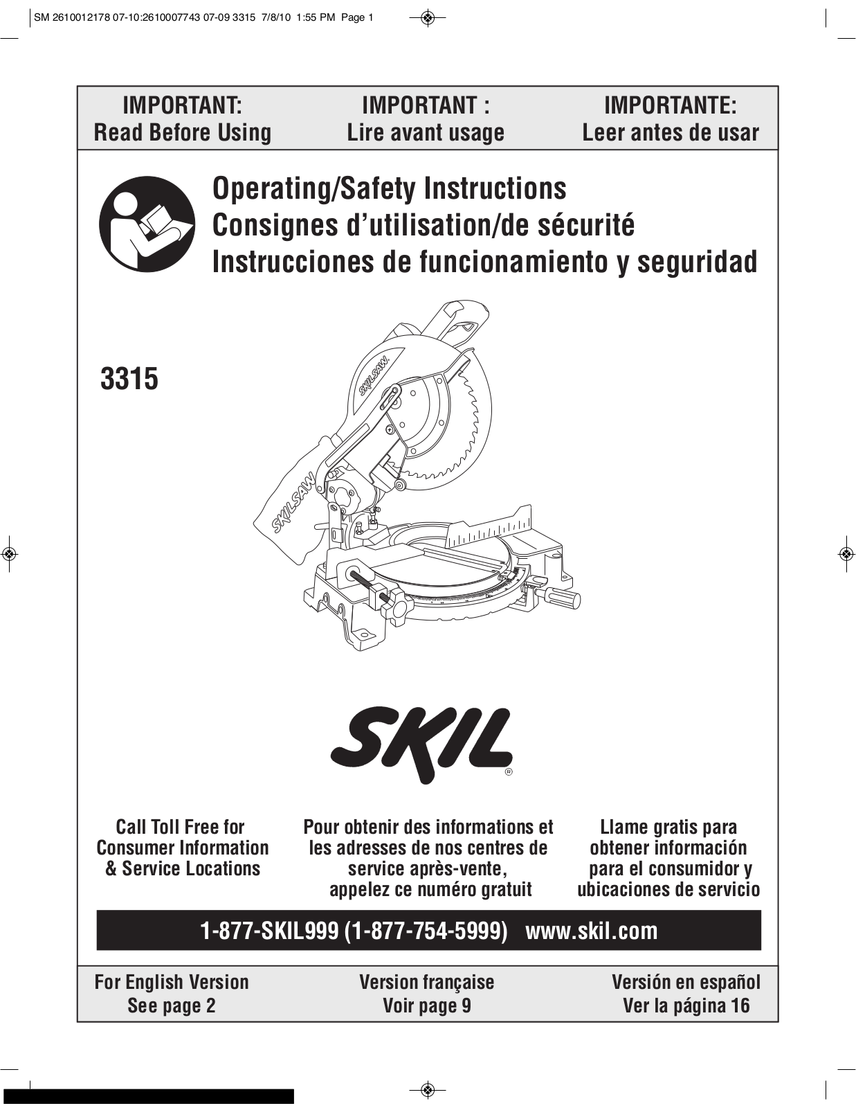 SKIL 3315 Operating Manual