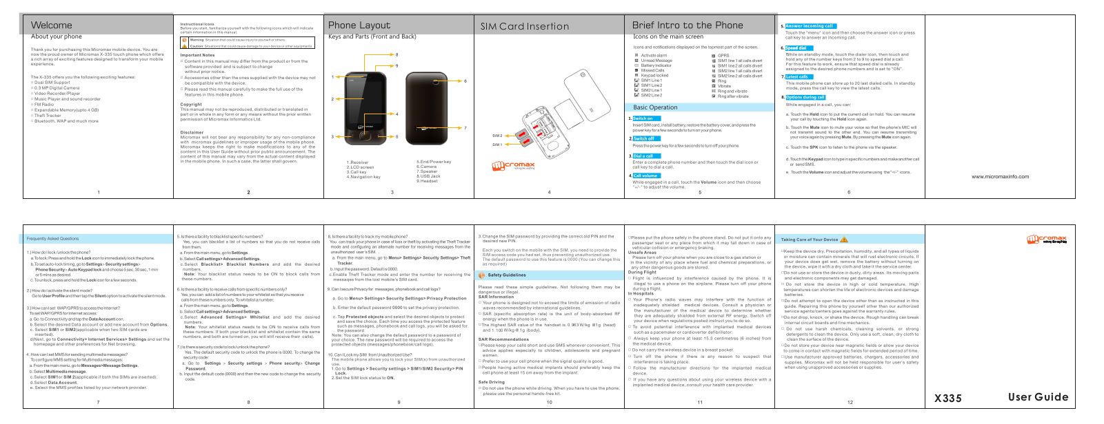 Micromax X335 Instruction Manual