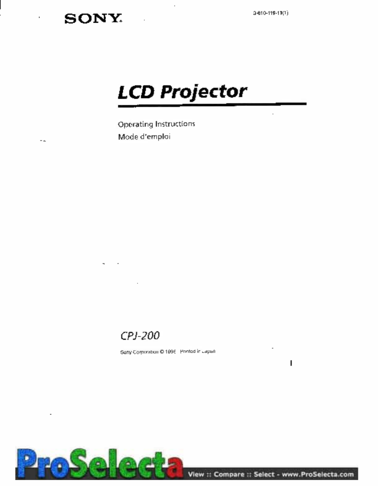 Sony CPJ-200e User guide - ManualMachine.com