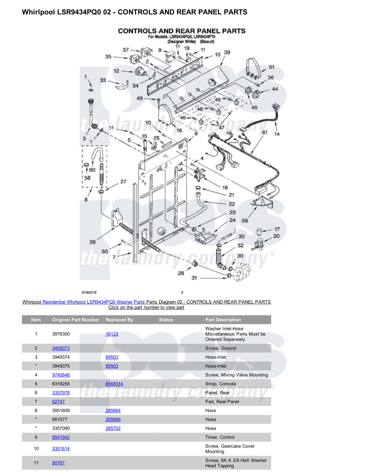 Whirlpool LSR9434PQ0 Parts Diagram