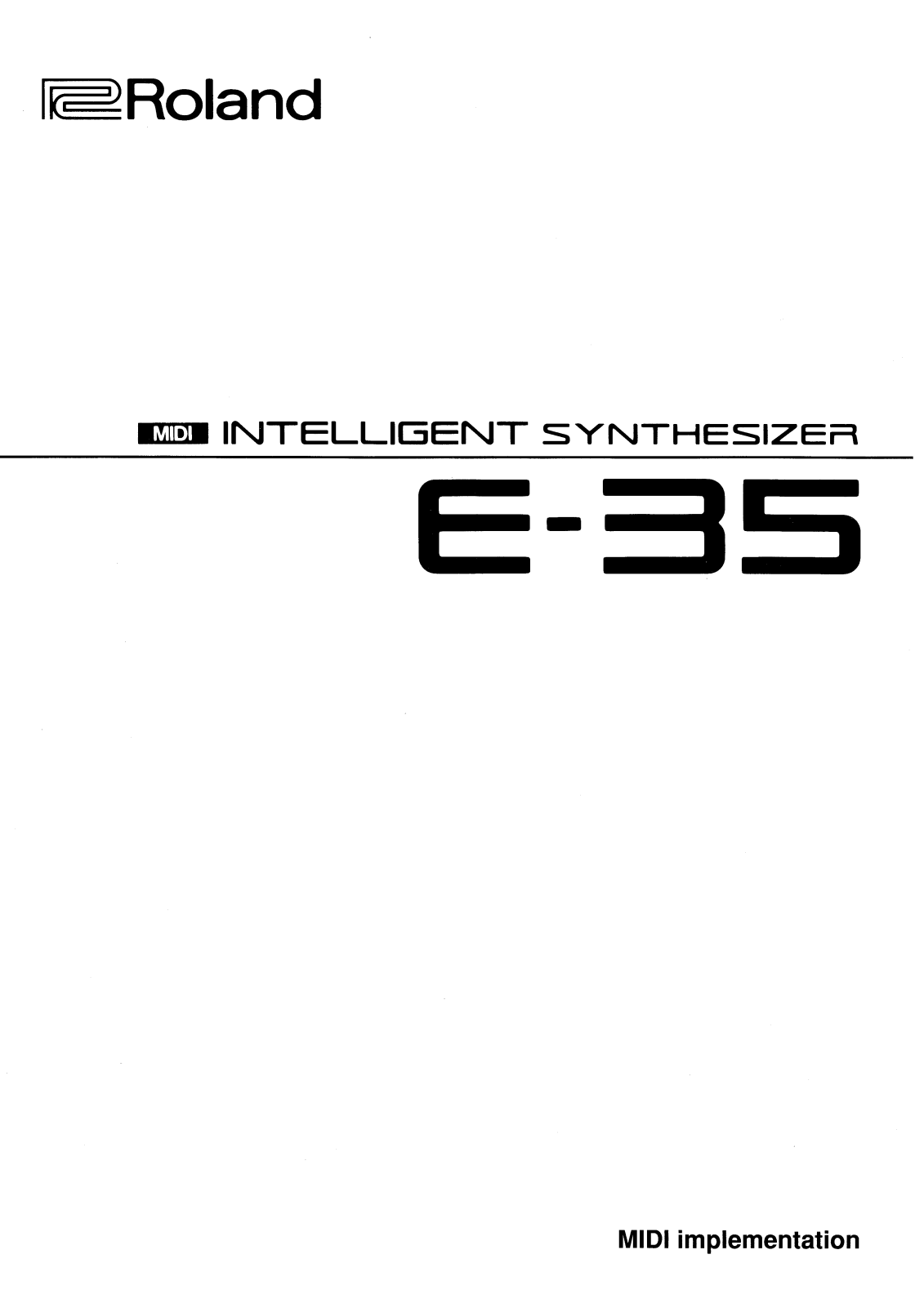 Roland E 35 Service Manual