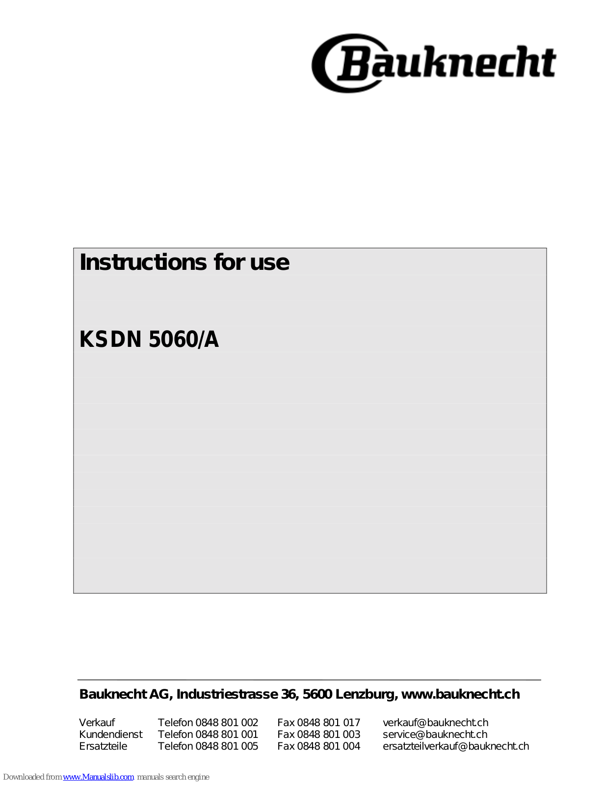 Bauknecht KSDN 5060, KSDN 5060A Instructions For Use Manual