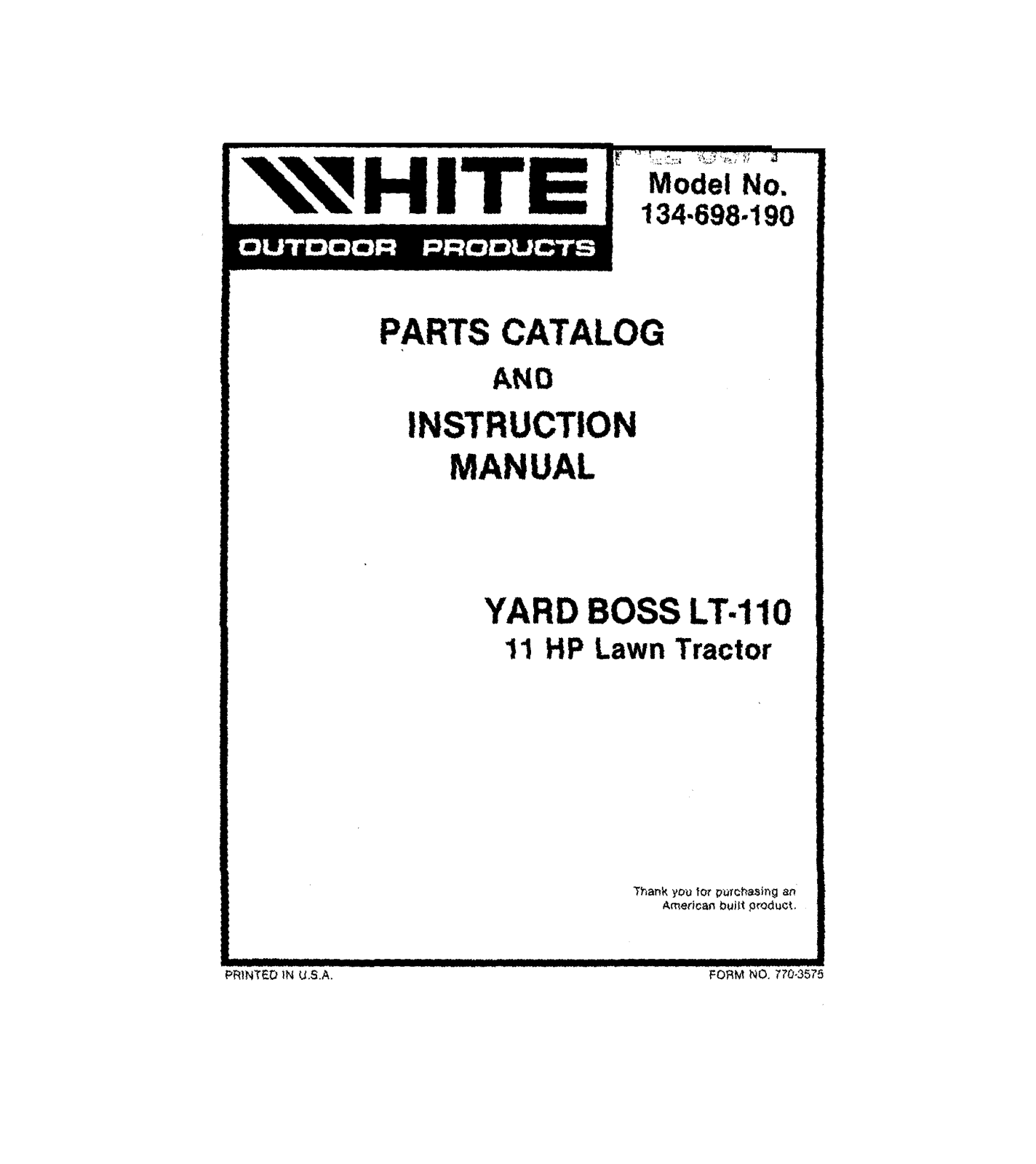 White Outdoor 134-698-190 User Manual