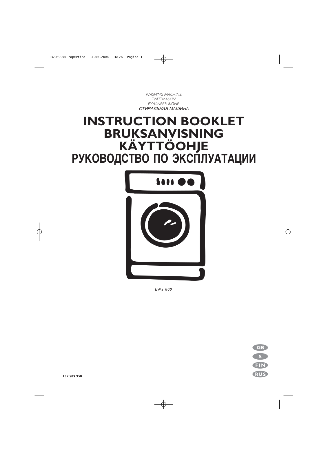 ELECTROLUX EWS800 User Manual