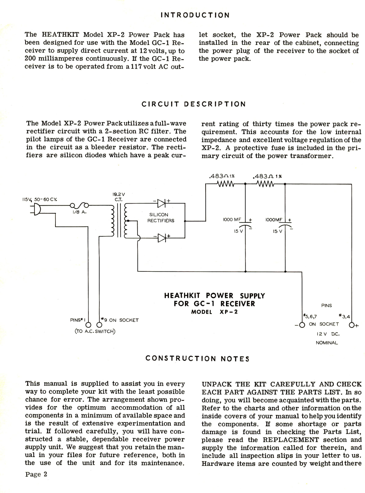 Heathkit XP-2 Schematic