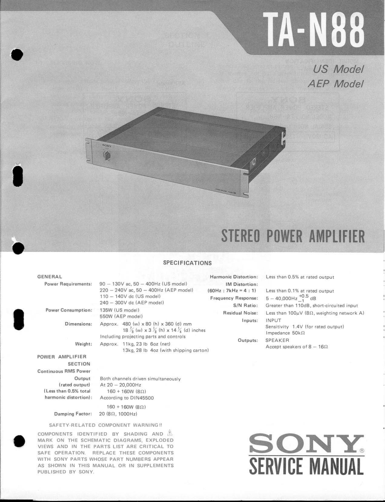 Sony TAN-88 Service manual