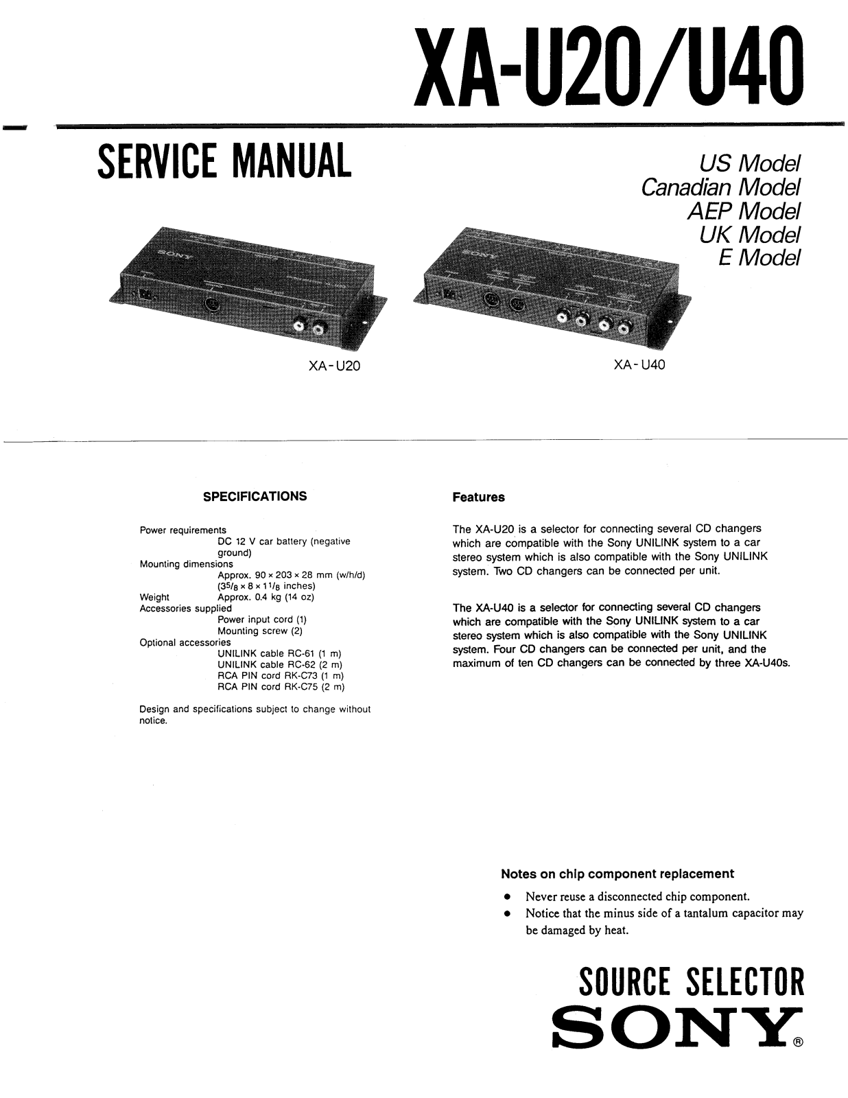 Sony XAU-40 Service manual