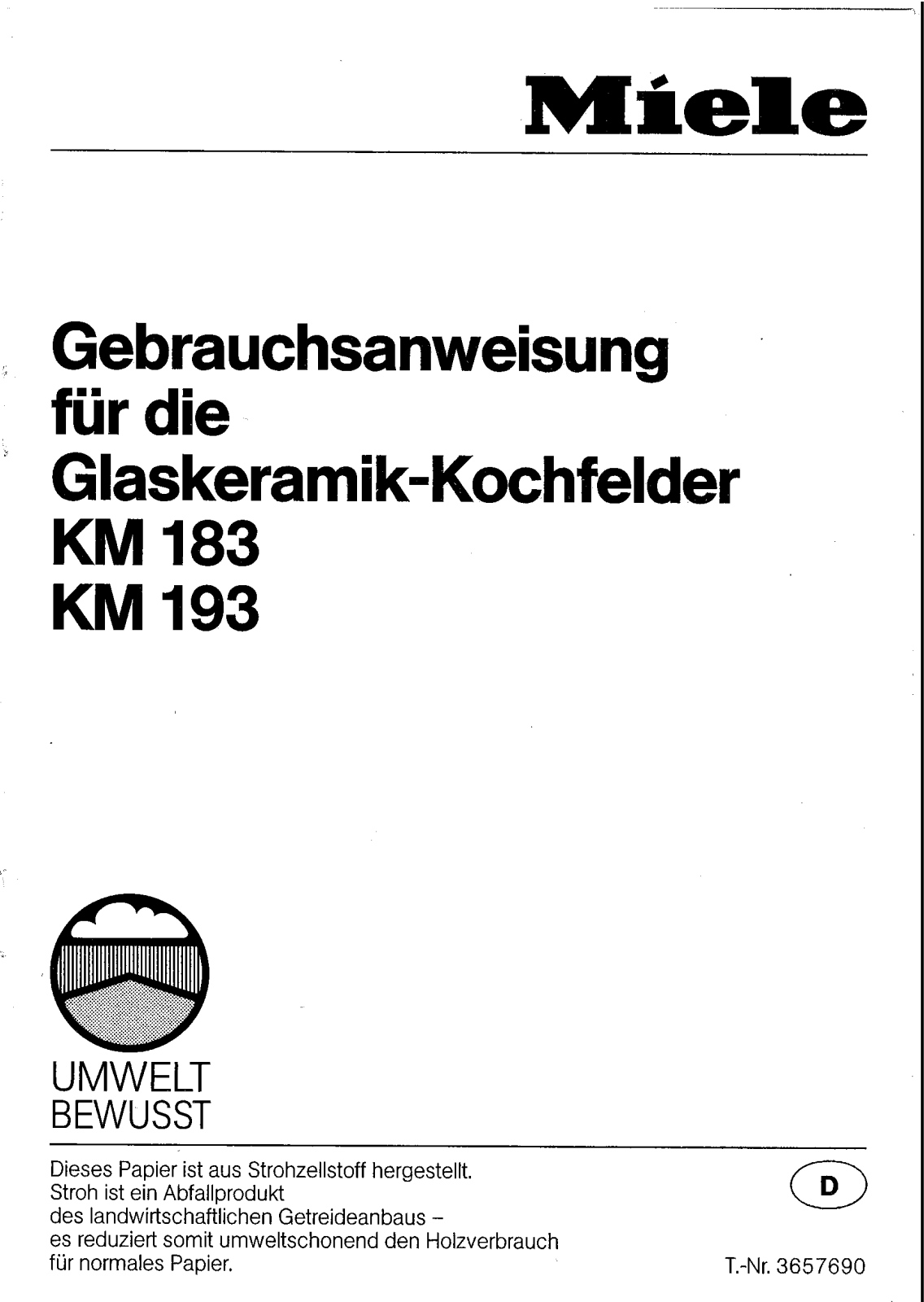 Miele KM 193, KM 183 User manual