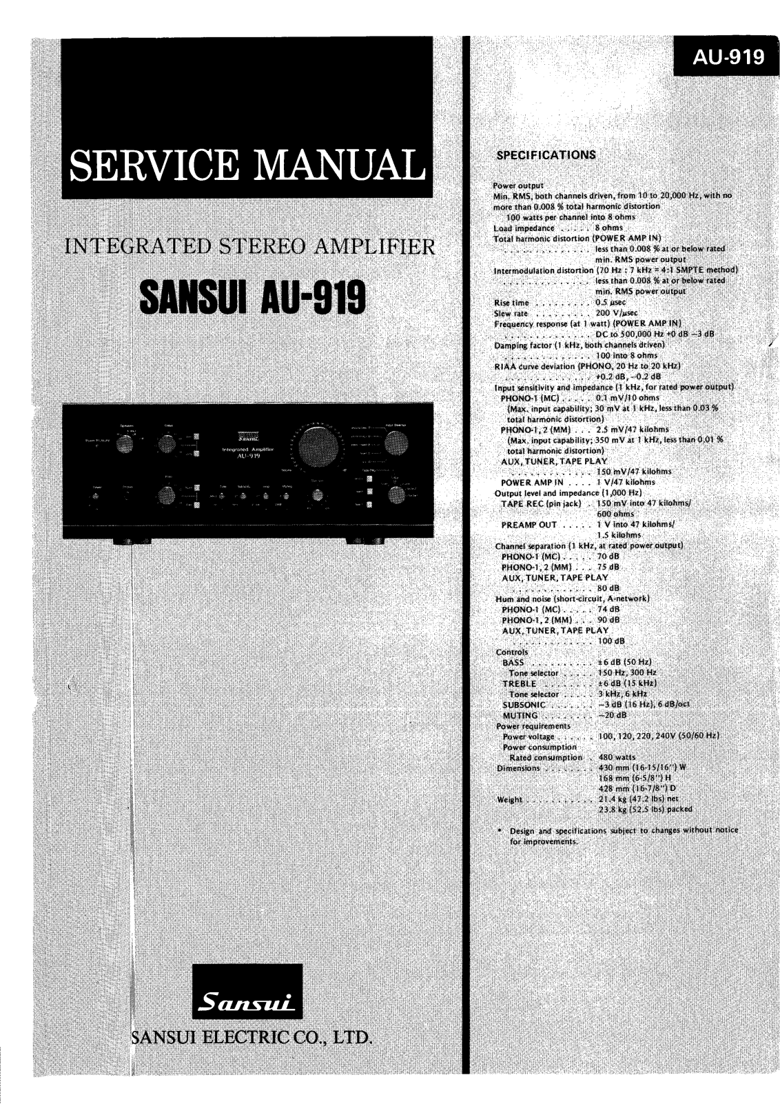 Sansui AU-919 Service manual