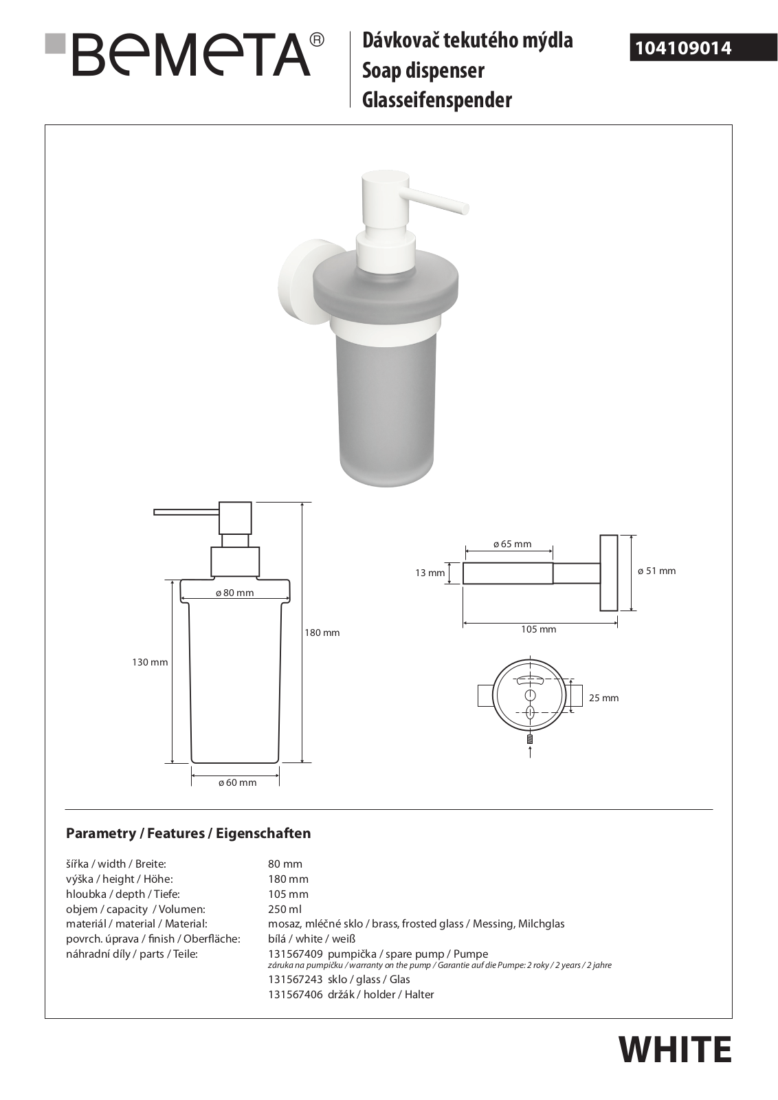 Bemeta White 104109014 User guide