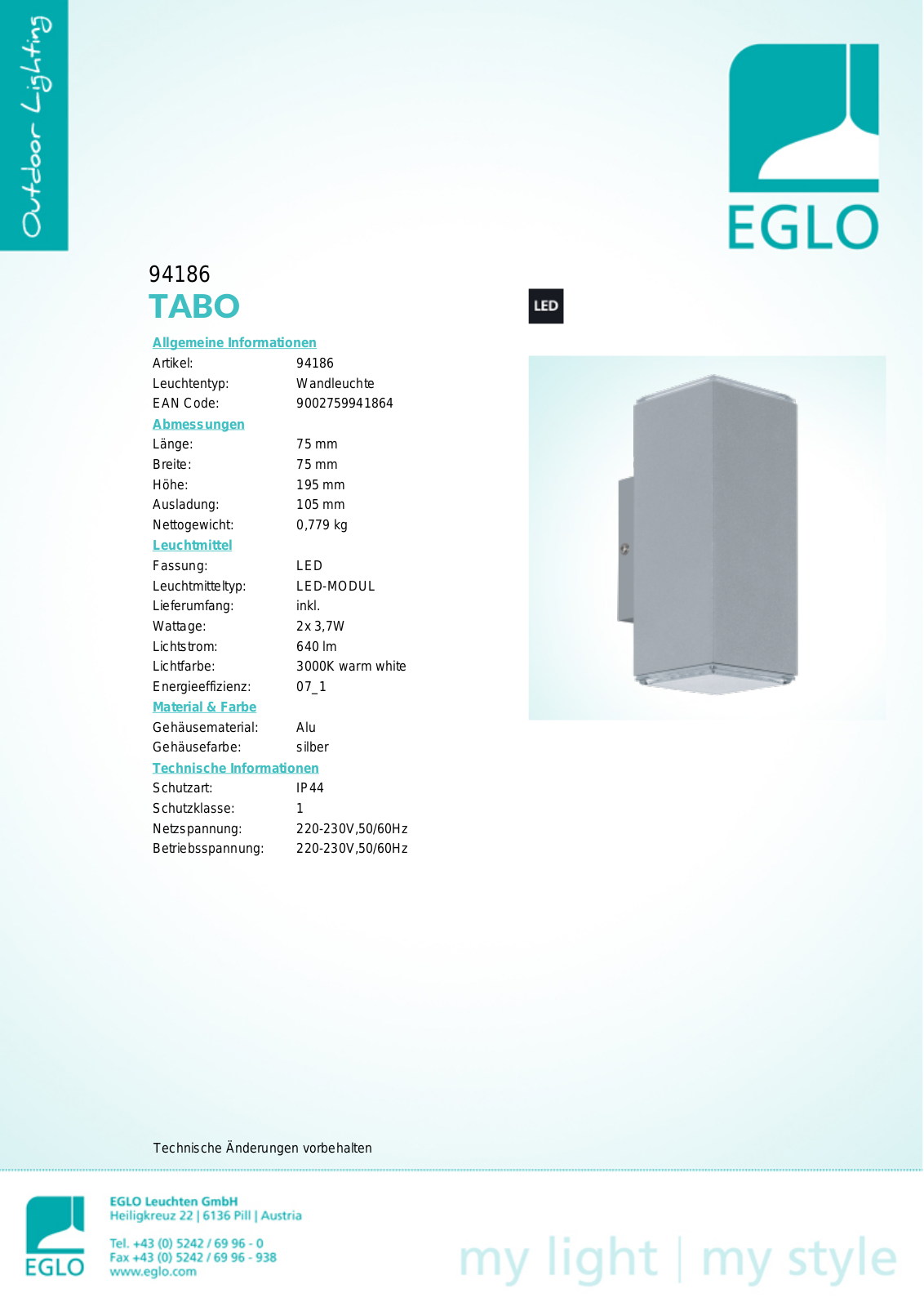 Eglo 94186 Service Manual