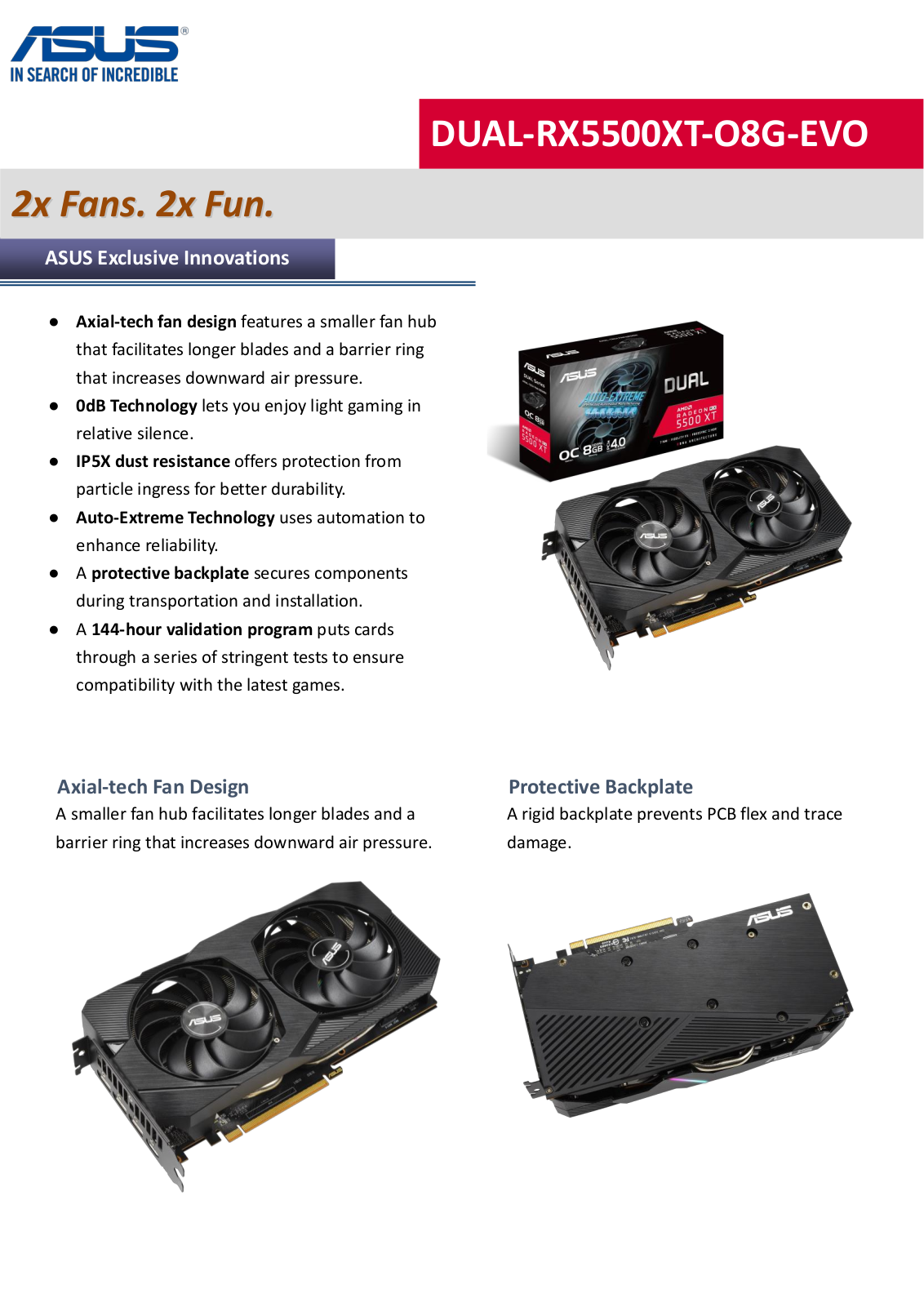 ASUS DUAL-RX5500XT-O8G-EVO User Manual