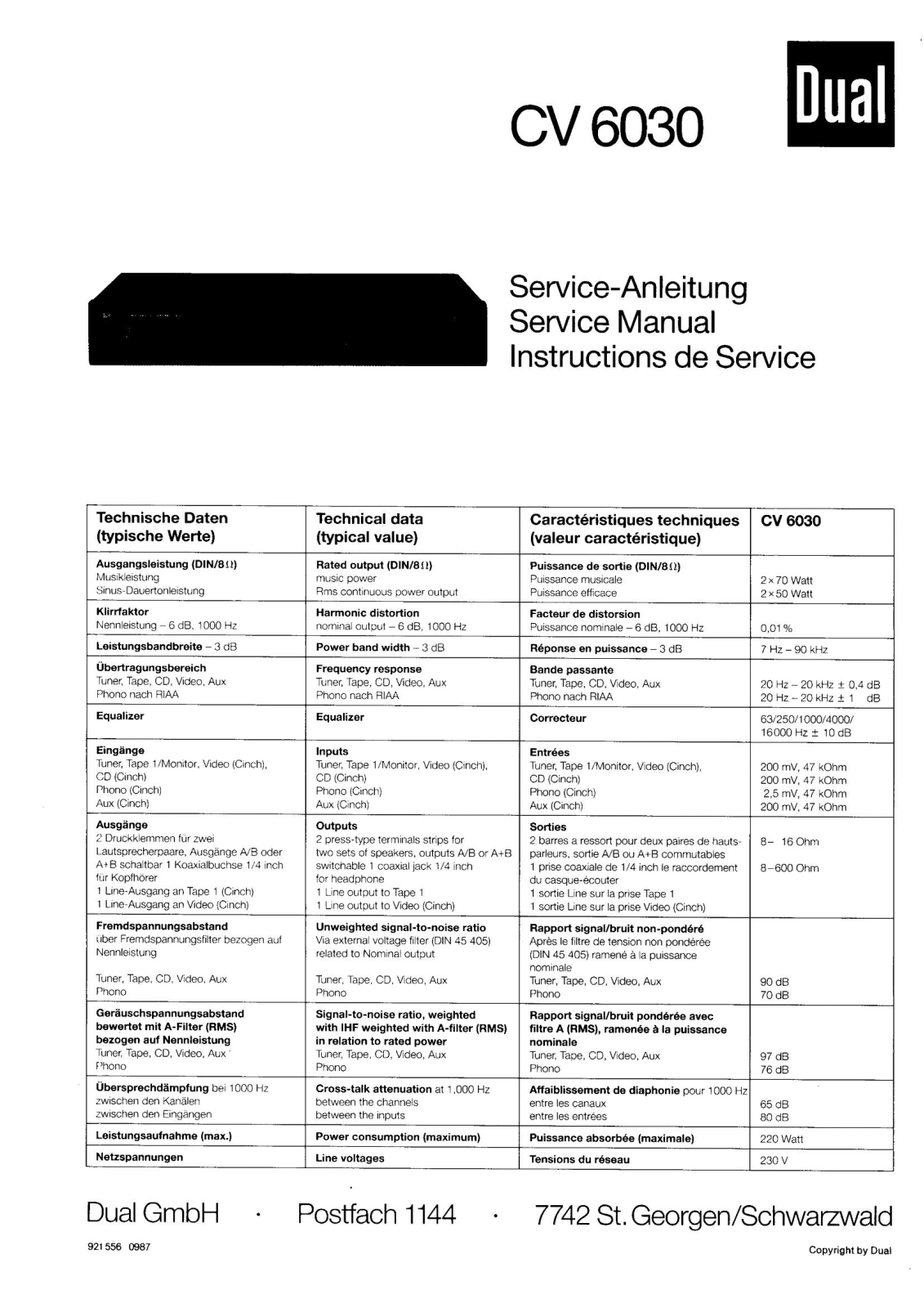 Dual CV-6030 Service manual