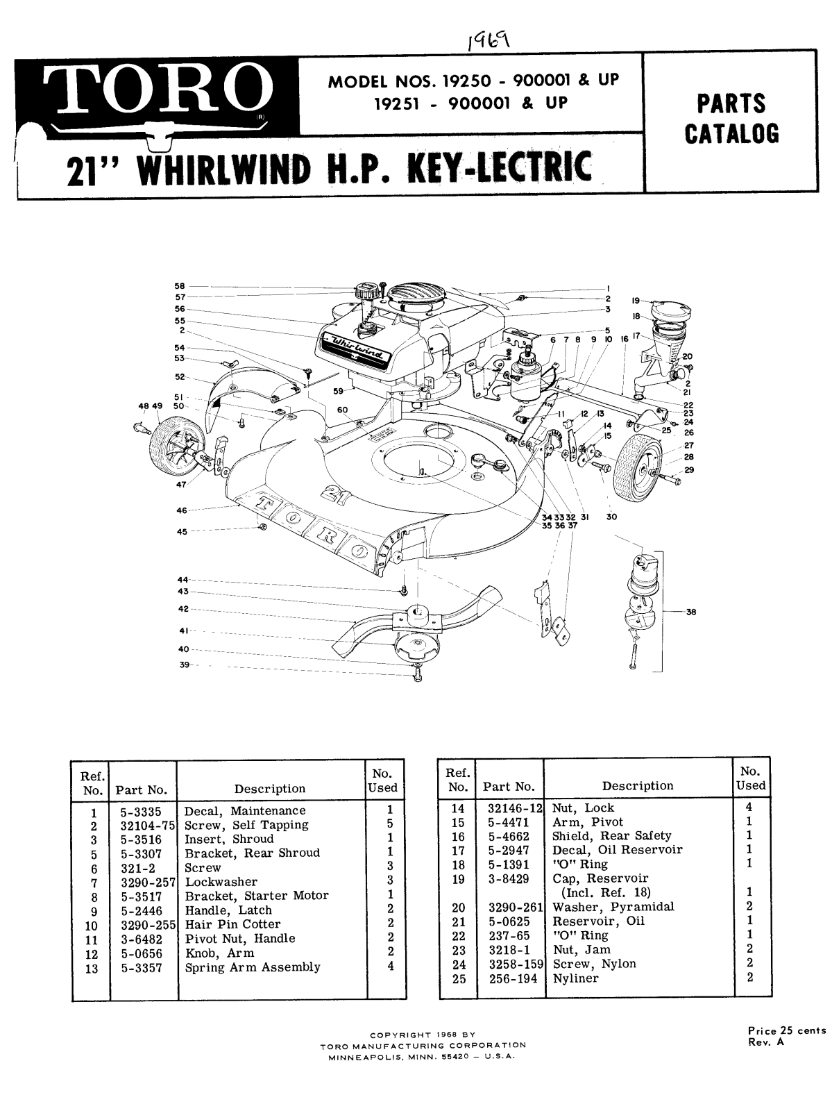 Toro 19250, 19251 Parts Catalogue