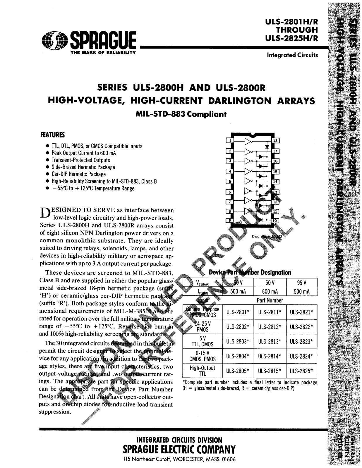 Allegro ULS-2825R, ULS-2825H, ULS-2824R, ULS-2824H, ULS-2823R Datasheet