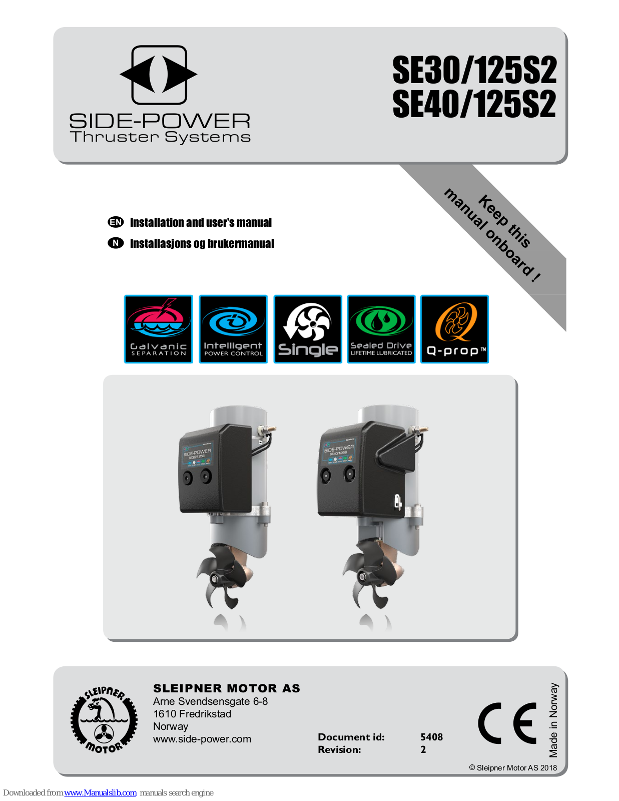 Side-Power SE30/125S2, SE40/125S2, SE25/110 S Installation And User Manual