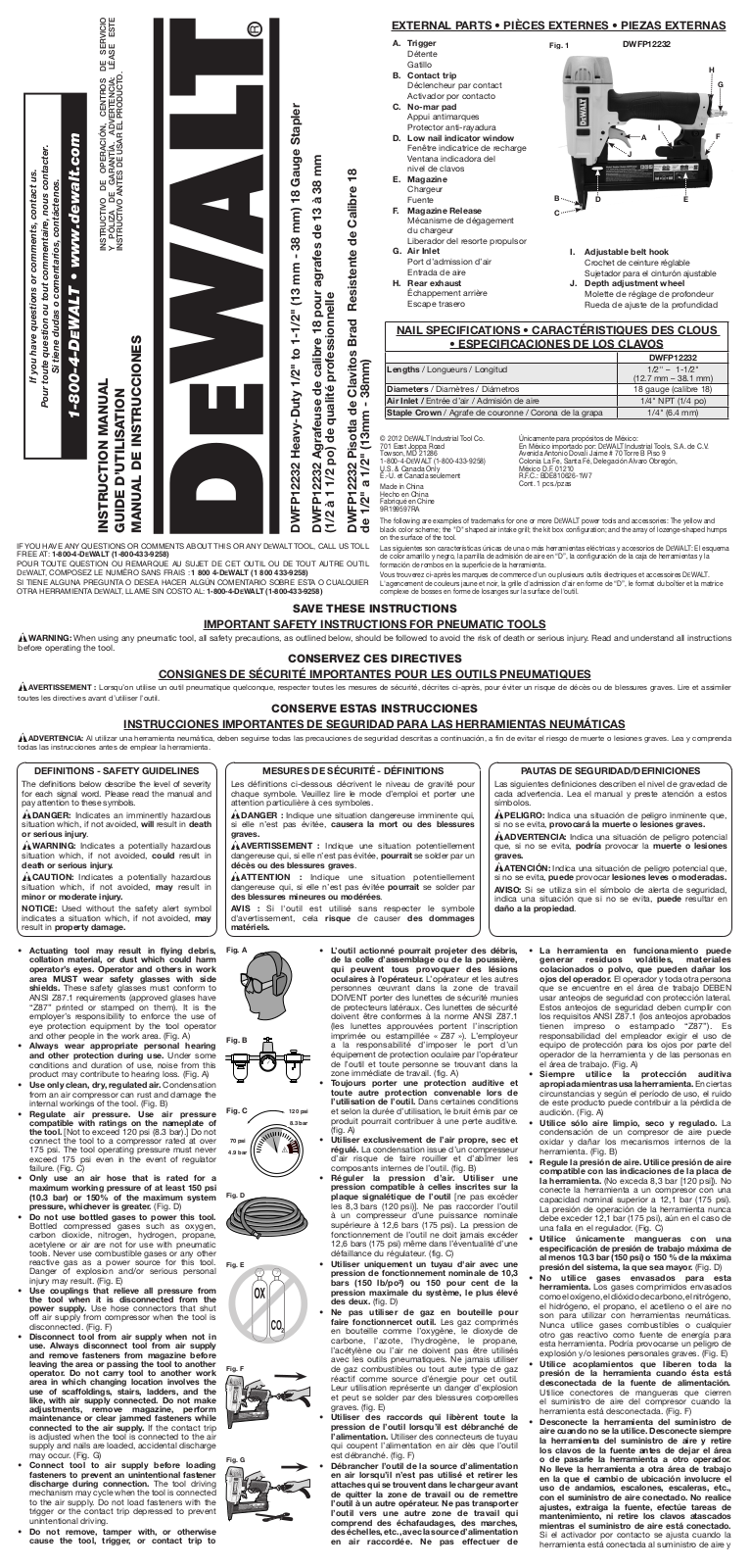 DeWalt DWFP12232 User Manual