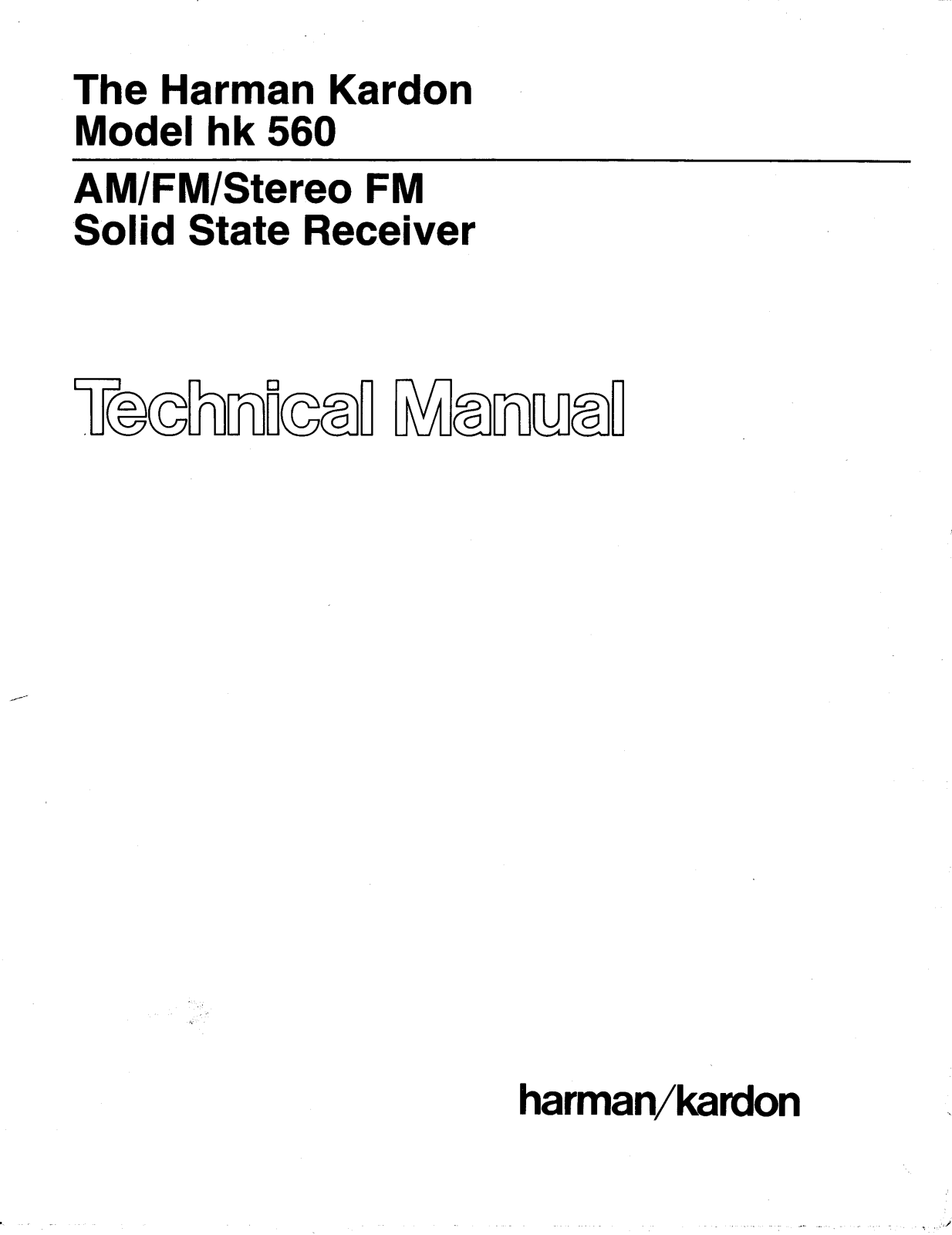 Harman Kardon HK-560 Service manual