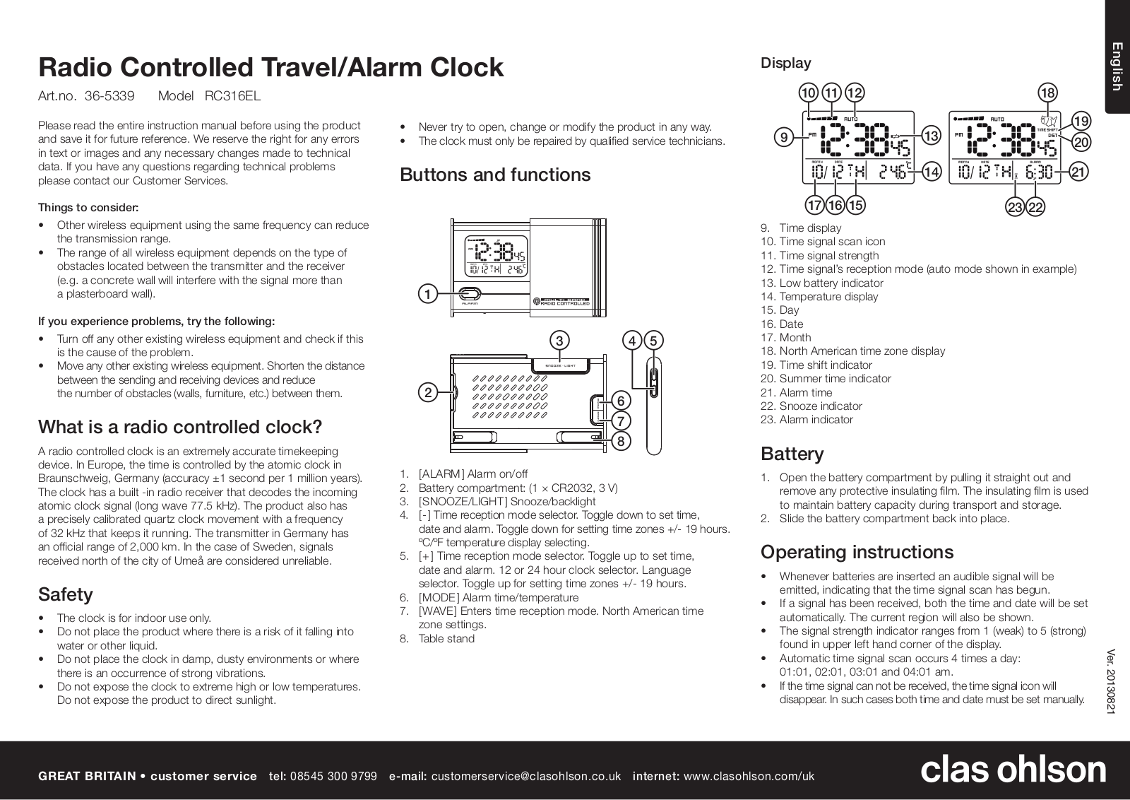 Clas Ohlson RC316EL User Manual