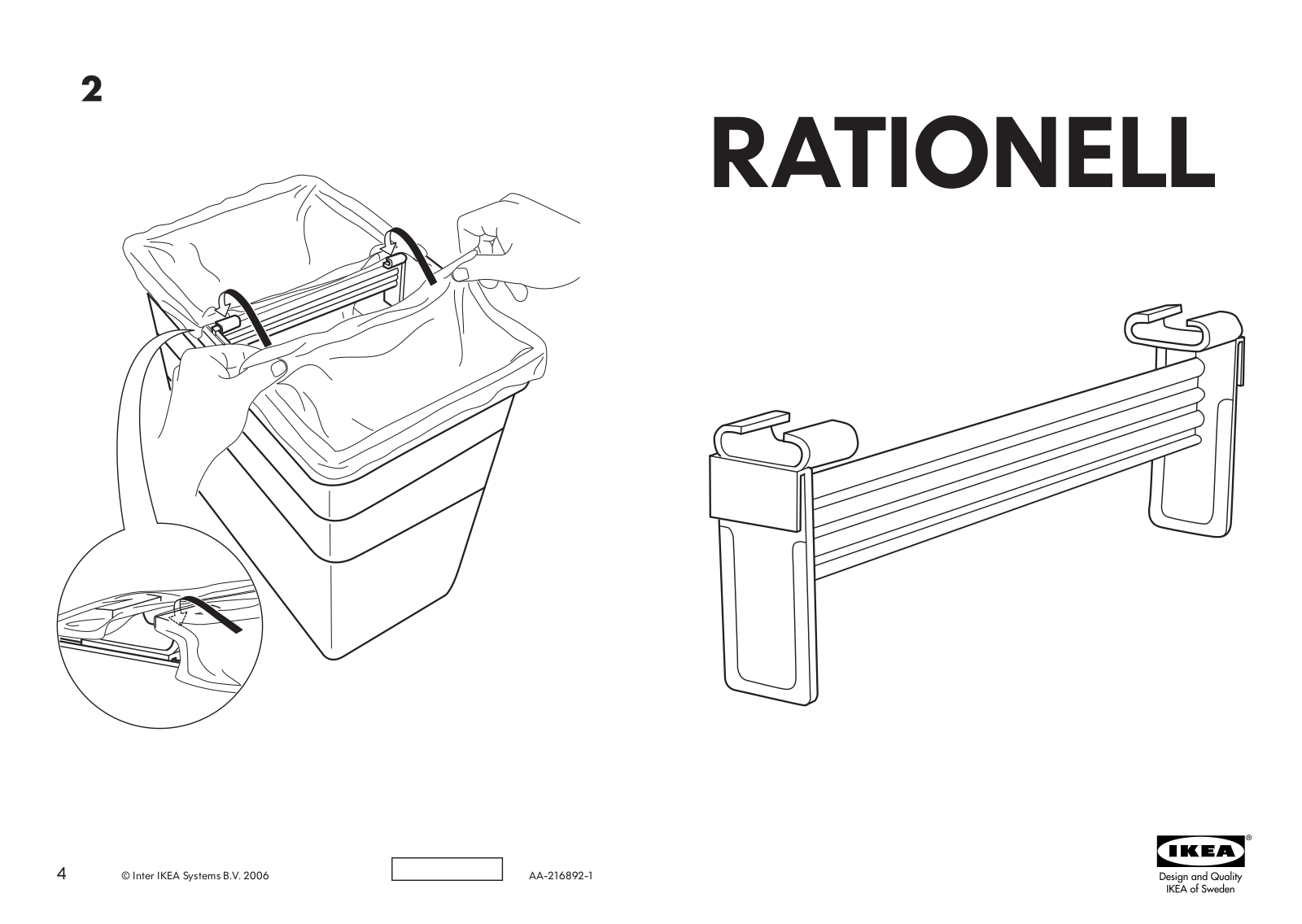 IKEA RATIONELL WASTE BIN W- DIVDER 6 GALLLON Assembly Instruction