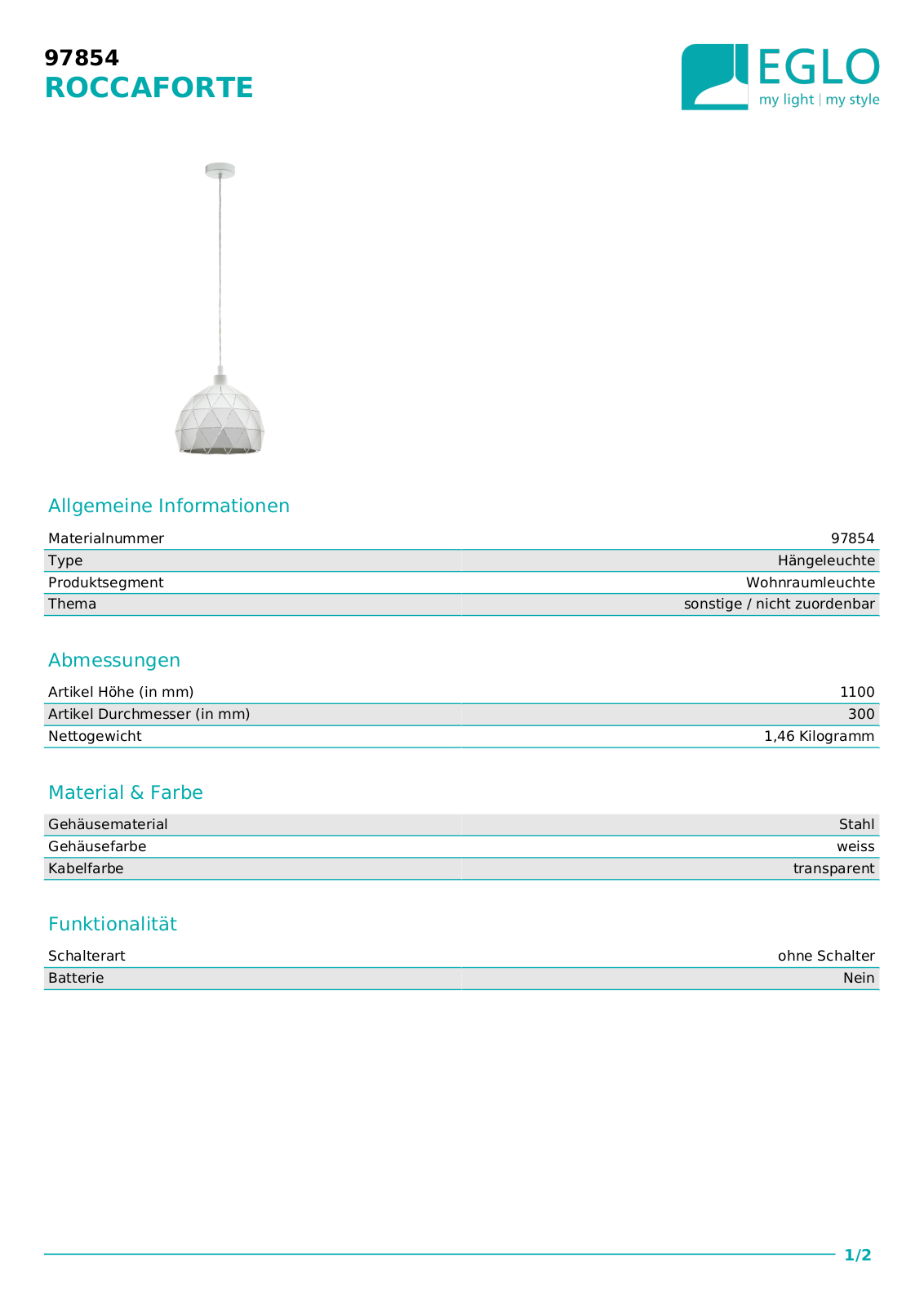 Eglo 97854 Service Manual