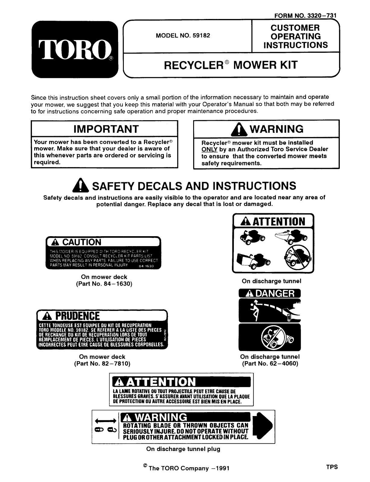 Toro 59182 Operator's Manual