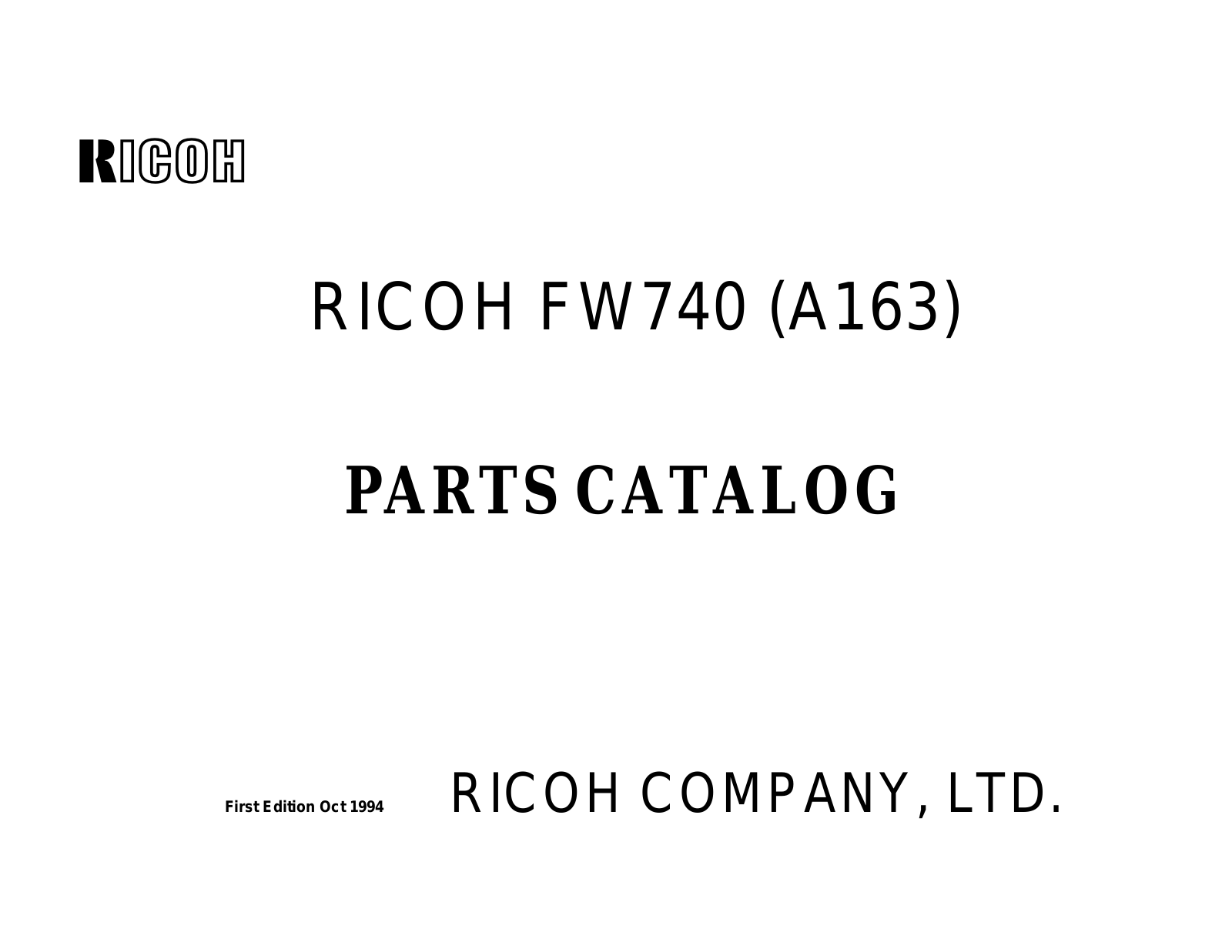 Ricoh FW740 PARTS CATALOG