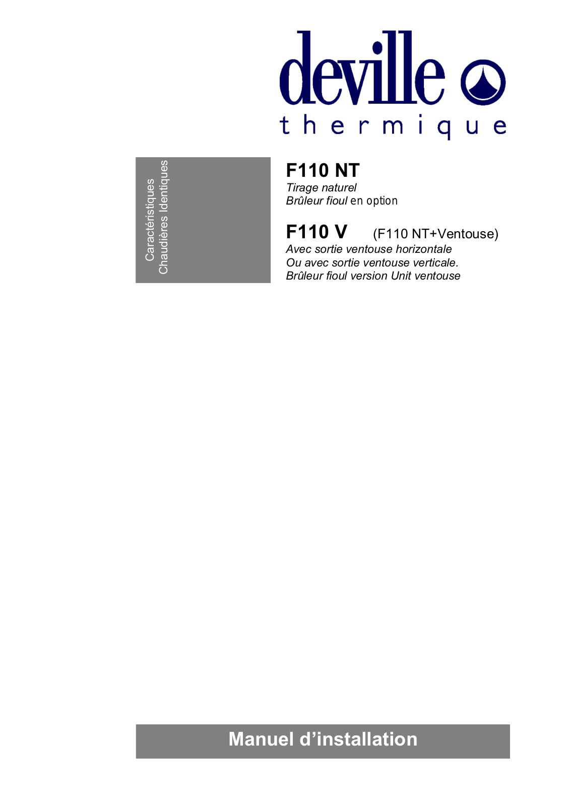 DEVILLE F 110 V, F 110 NT User Manual