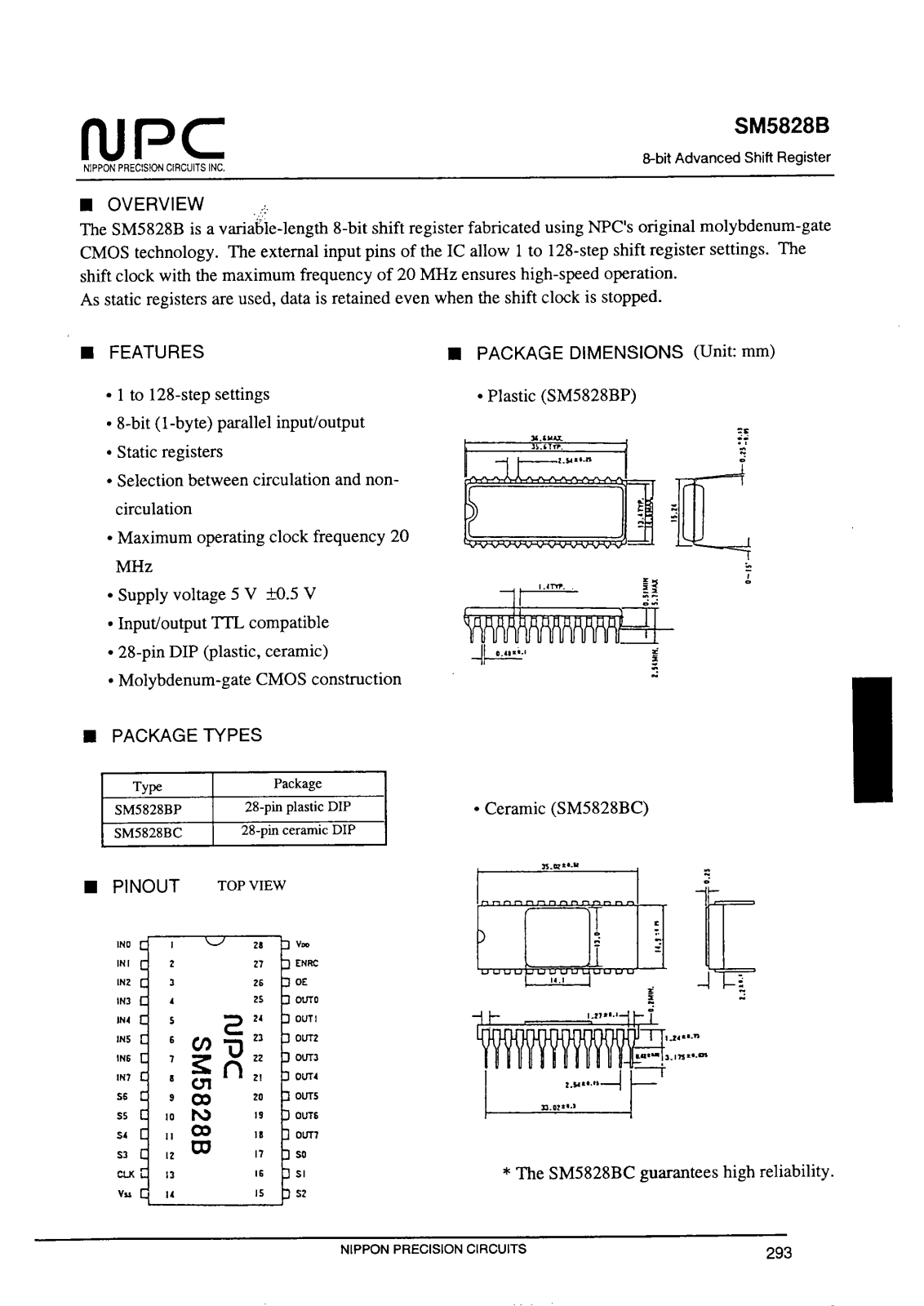 NPC SM5828BC Datasheet