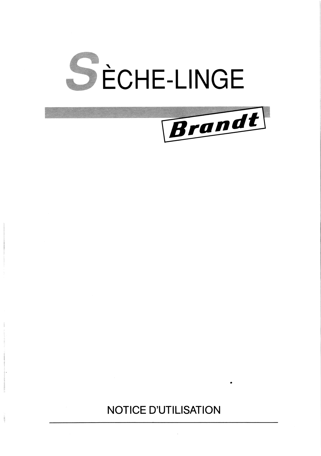 BRANDT SL850 User Manual