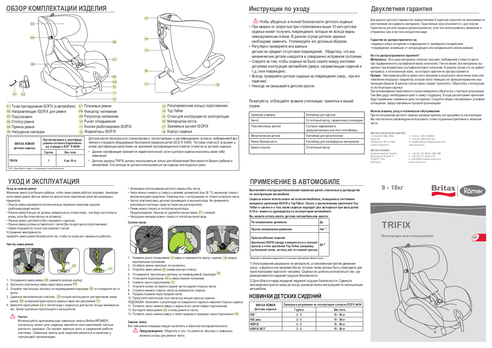 BRITAX TRIFIX User Manual