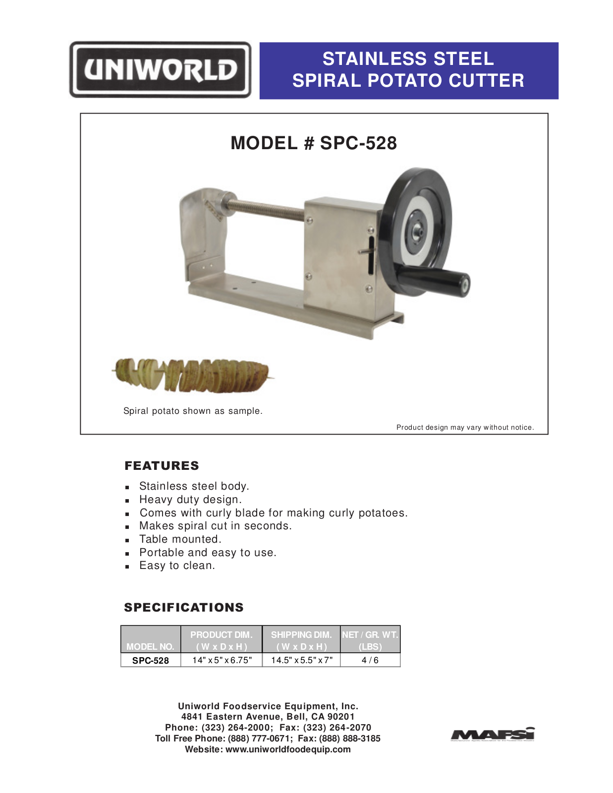 Uniworld SPC-528 User Manual