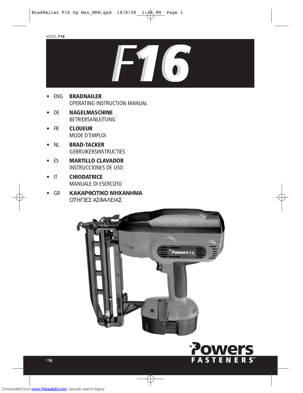 Powers Fasteners F16 Operating Instructions Manual - ManualMachine.com