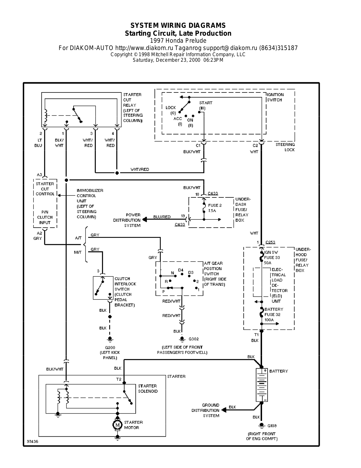 Honda Prelude 1997-1999 Wire Diagrams  17509