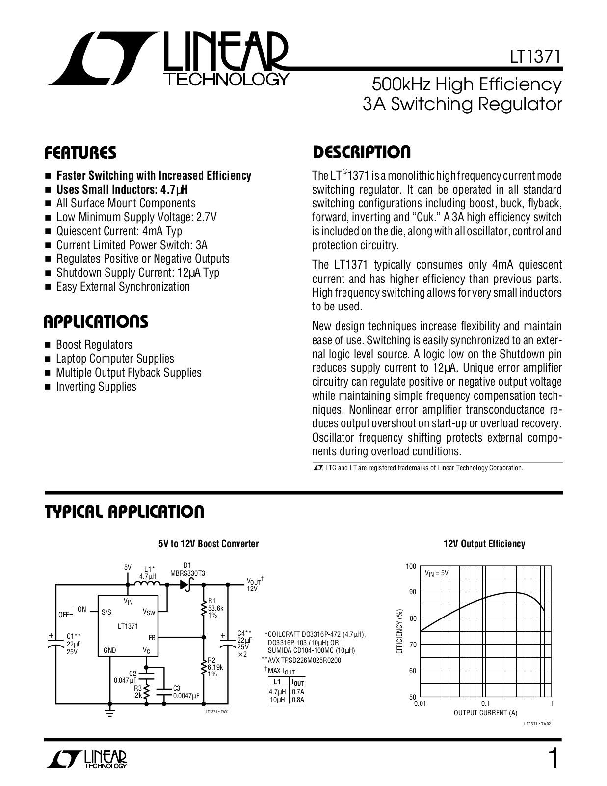 Linear Technology LT1371 Datasheet