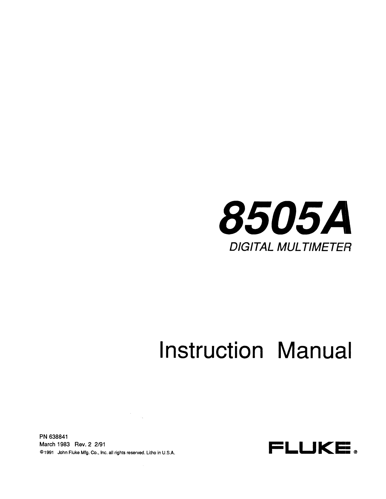 Fluke 8505A Service manual