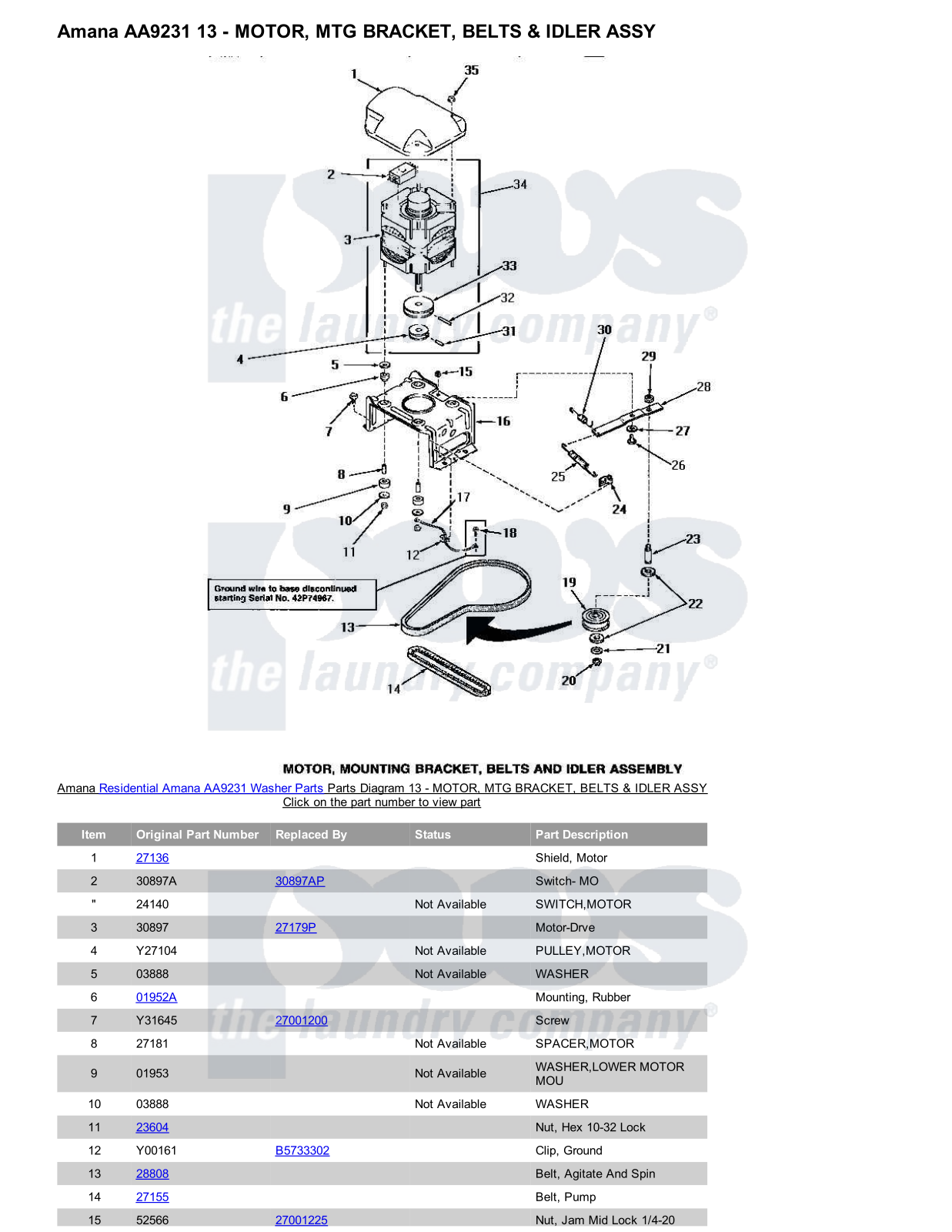 Amana AA9231 Parts Diagram