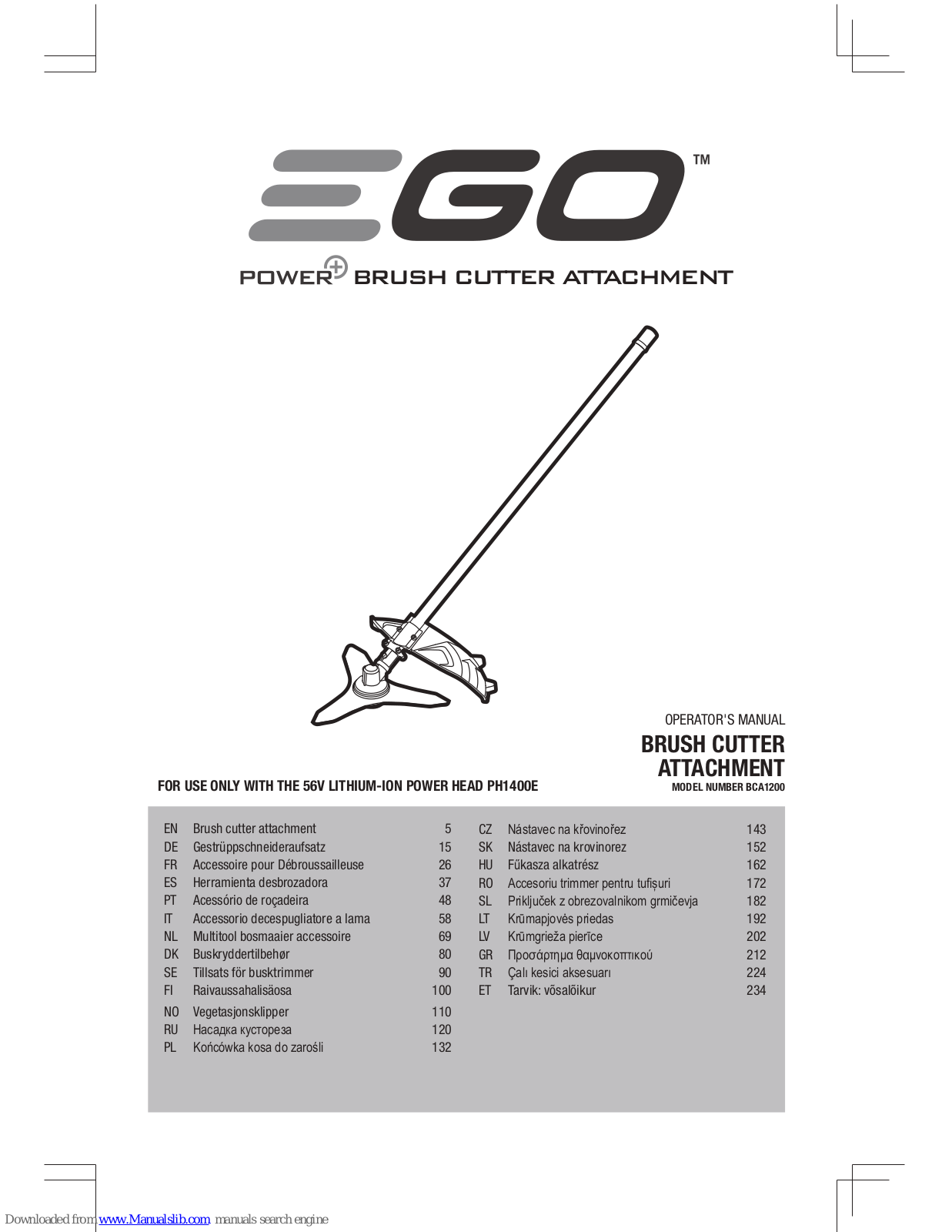 EGO BCA1200 Operator's Manual