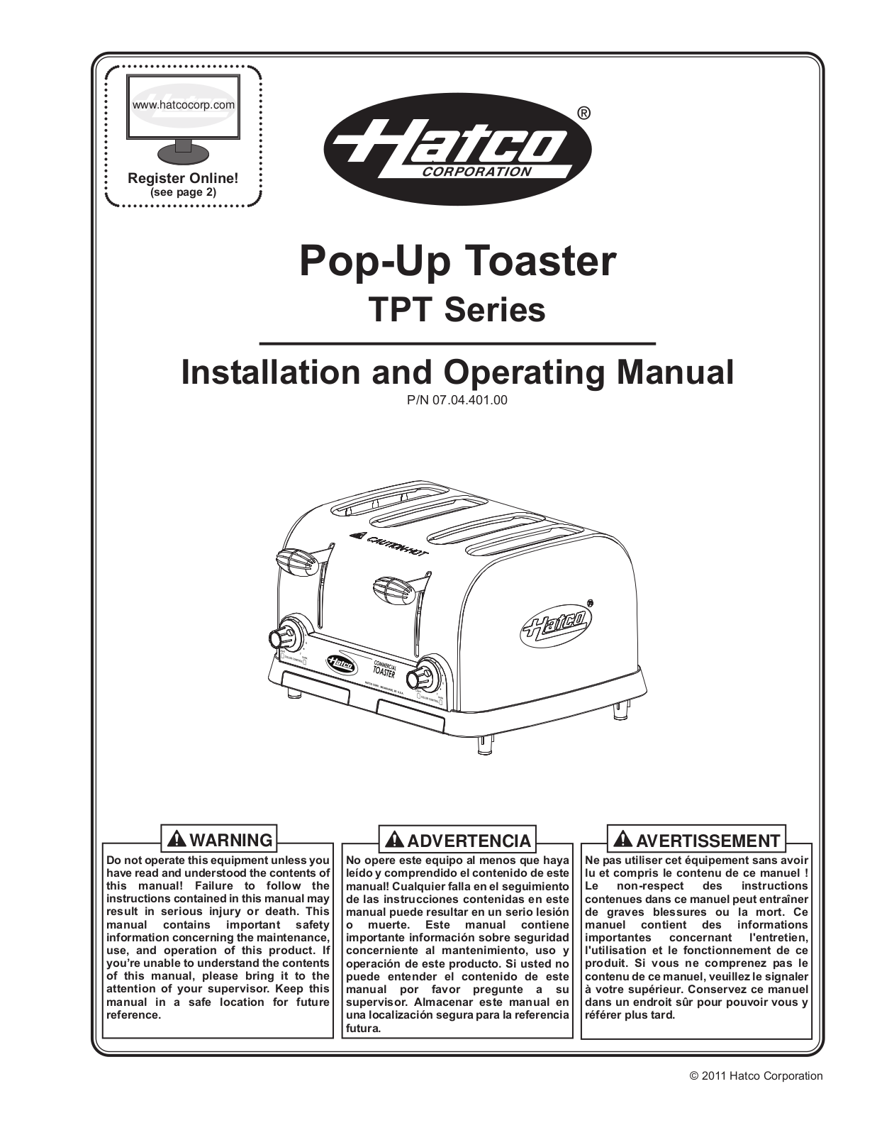 Hatco TPT Series Operation Manual